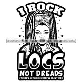 Pretty Afro Woman Lovely Headwrap Love Locs Hairstyle Banner Illustration B/W SVG JPG PNG Vector Clipart Cricut Silhouette Cut Cutting