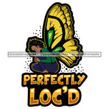 Pretty Afro Woman Butterfly Wings Love Locs Hairstyle White Background SVG JPG PNG Vector Clipart Cricut Silhouette Cut Cutting