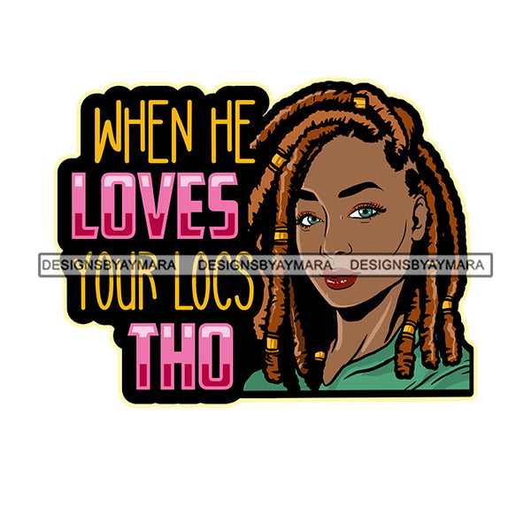 Pretty Afro Woman Unique Proud Love Locs Hairstyle White Background SVG JPG PNG Vector Clipart Cricut Silhouette Cut Cutting