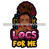Pretty Afro Woman Bamboo Hoop Earrings Love Locs Hairstyle White Background SVG JPG PNG Vector Clipart Cricut Silhouette Cut Cutting