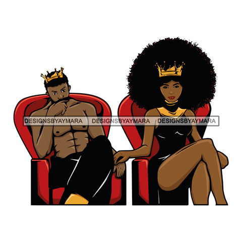 King and Queen Couple Crown Royalty Sexy Man Woman Throne SVG Cutting Files For Silhouette Cricut More