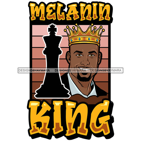 Melanin King Quote Afro Sexy Man Beard Mustache Crown SVG JPG PNG Vector Clipart Cricut Silhouette Cut Cutting