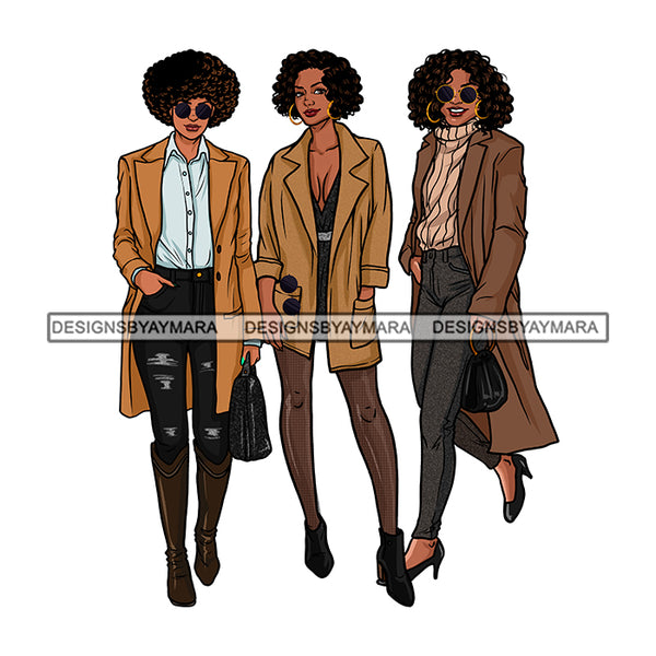 Black Women Ladies Friends Stepping Out JPG PNG  Clipart Cricut Silhouette Cut Cutting