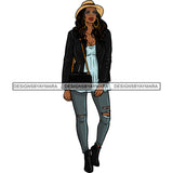 Black Woman Lady Stepping Out In Leather Jacket Skinny Jeans And Hat JPG PNG  Clipart Cricut Silhouette Cut Cutting