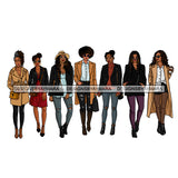 Black Women 7 Ladies Stepping Out Skinny Jeans Afro Hair JPG PNG  Clipart Cricut Silhouette Cut Cutting