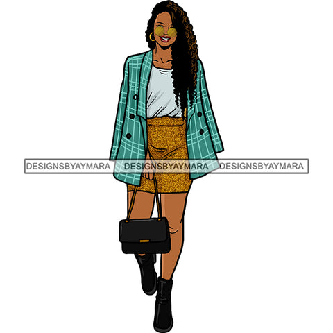 Black Woman  Stepping Diva Out Shopping JPG PNG  Clipart Cricut Silhouette Cut Cutting