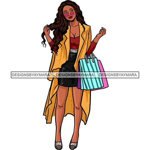 Black Woman  Stepping Diva Out Shopping JPG PNG  Clipart Cricut Silhouette Cut Cutting