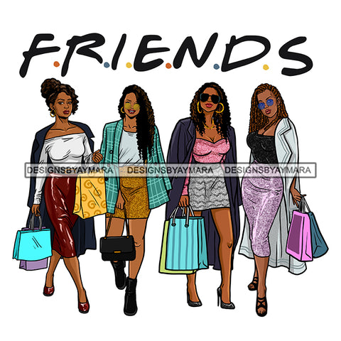 Friends Black Women  Stepping Diva Out Shopping In Leather Skirt And Top JPG PNG  Clipart Cricut Silhouette Cut Cutting