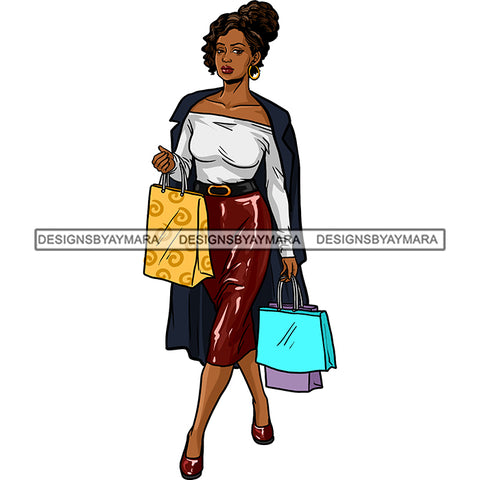 Black Woman  Stepping Diva Out Shopping In Leather Skirt And Top JPG PNG  Clipart Cricut Silhouette Cut Cutting
