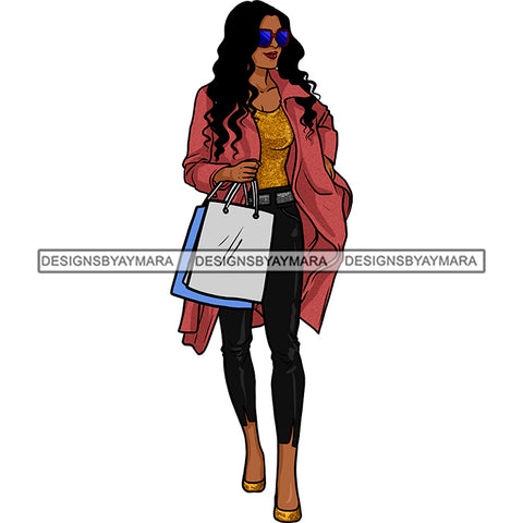 Black Woman Stepping Diva Out Shopping In Skinny Jeans And Top JPG PNG  Clipart Cricut Silhouette Cut Cutting