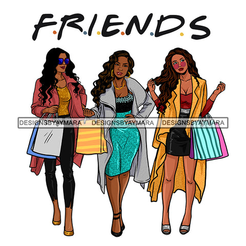 Friends Black Women Stepping Diva Out Shopping  JPG PNG  Clipart Cricut Silhouette Cut Cutting