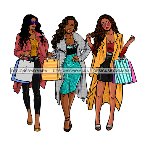 Friends Black 3 Women Stepping Diva Out Shopping  JPG PNG  Clipart Cricut Silhouette Cut Cutting