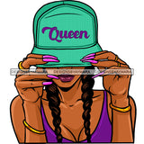 Queen Black Woman Wearing Queen Cap Hat Braids Purple JPG PNG  Clipart Cricut Silhouette Cut Cutting