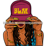 Black Woman Wearing BLM Cap  Hat JPG PNG  Clipart Cricut Silhouette Cut Cutting