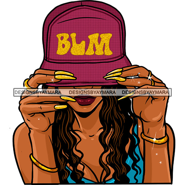 Black Woman Wearing BLM Cap  Hat JPG PNG  Clipart Cricut Silhouette Cut Cutting