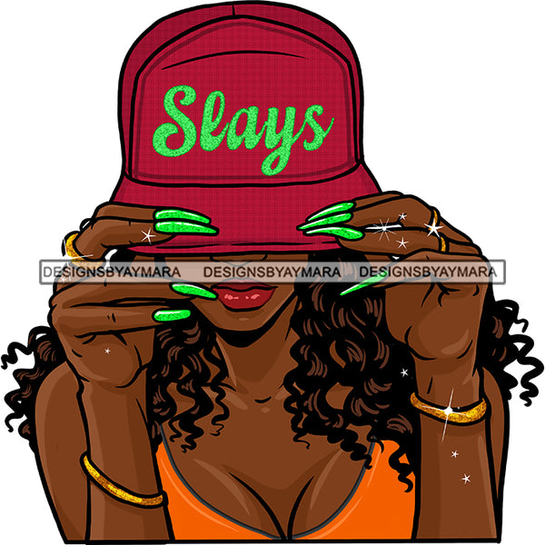 Black Woman Afro Wearing Slays Cap  Hat JPG PNG  Clipart Cricut Silhouette Cut Cutting