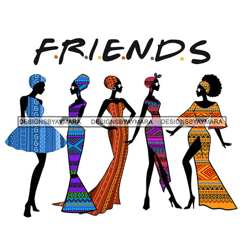 Friends Black Silhouette Of Women Wearing African Prints And Headwrap  JPG PNG  Clipart Cricut Silhouette Cut Cutting