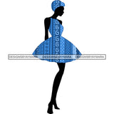 Black Silhouette Of  Woman Wearing Blue African Print And Headwrap  JPG PNG  Clipart Cricut Silhouette Cut Cutting