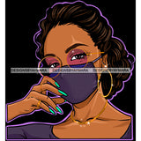 Black Woman With Wearing Purple Mask Mask Up JPG PNG  Clipart Cricut Silhouette Cut Cutting