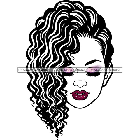 Woman Long Wavy Hair Red Lips  JPG PNG  Clipart Cricut Silhouette Cut Cutting