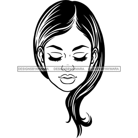 Afro Black Woman Portrait Nubian Ebony B/W SVG JPG PNG Vector Clipart Cricut Silhouette Cut Cutting