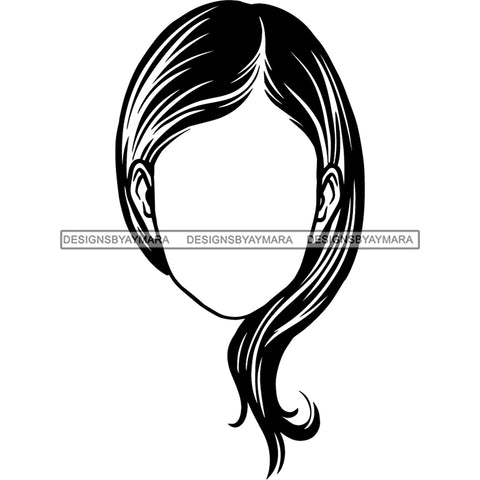 Afro Black Woman Portrait Faceless B/W SVG JPG PNG Vector Clipart Cricut Silhouette Cut Cutting