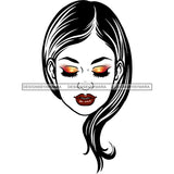 Woman With Long Hair Eyes Closed Red Lips JPG PNG  Clipart Cricut Silhouette Cut Cutting