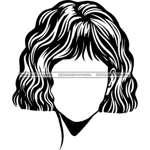 Afro Black Woman Portrait Faceless B/W SVG JPG PNG Vector Clipart Cricut Silhouette Cut Cutting
