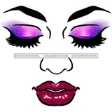 Woman Face Purple Eye Shadow Eyes Closed Red Lips JPG PNG  Clipart Cricut Silhouette Cut Cutting