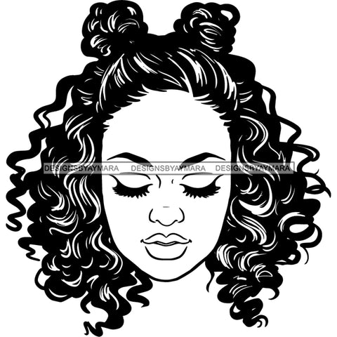 Afro Black Woman Portrait Nubian Ebony B/W SVG JPG PNG Vector Clipart Cricut Silhouette Cut Cutting