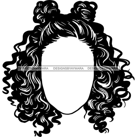 Afro Black Woman Portrait Faceless B/W SVG JPG PNG Vector Clipart Cricut Silhouette Cut Cutting