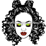 Woman Face Green Eye Shadow Eyes Closed Red Lips  Curly Hair JPG PNG  Clipart Cricut Silhouette Cut Cutting