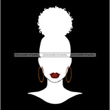 Woman Face Red Lips Hoop Earrings Afro Puff JPG PNG  Clipart Cricut Silhouette Cut Cutting