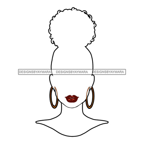 White Silhouette Woman Face Red Lips Hoop Earrings Afro Puff JPG PNG  Clipart Cricut Silhouette Cut Cutting