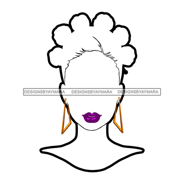 White Silhouette Woman Face Purple Lips  Afro Puffs JPG PNG  Clipart Cricut Silhouette Cut Cutting