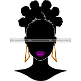 Black Silhouette Woman Face Purple Lips  Afro Puffs JPG PNG  Clipart Cricut Silhouette Cut Cutting