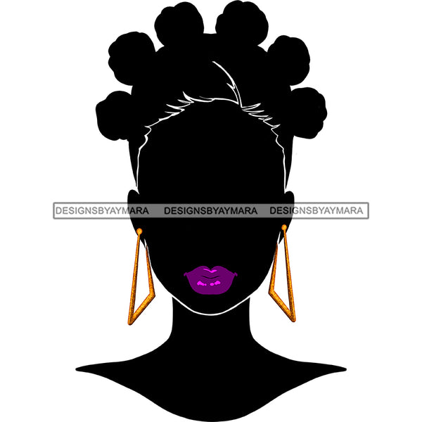 Black Silhouette Woman Face Purple Lips  Afro Puffs JPG PNG  Clipart Cricut Silhouette Cut Cutting