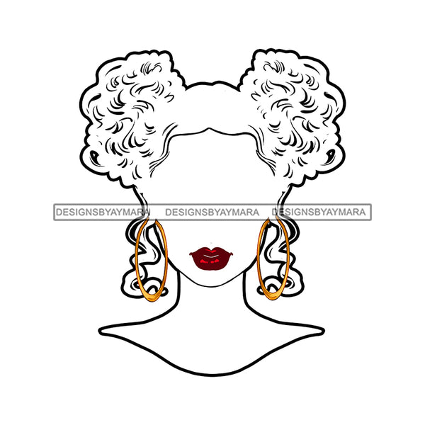 White Afro Silhouette Afro Woman Red Lips Gold Round Earrings Afro  JPG PNG  Clipart Cricut Silhouette Cut Cutting