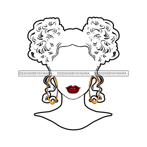 White Afro Silhouette Afro Woman Red Lips Gold Round Earrings Afro  JPG PNG  Clipart Cricut Silhouette Cut Cutting