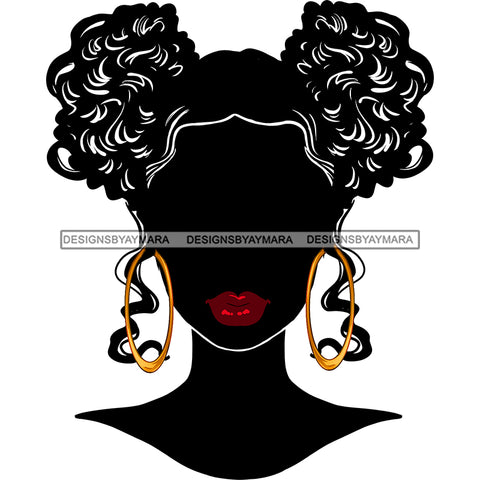 Black Afro Silhouette Woman Red Lips Gold Round Earrings Afro  JPG PNG  Clipart Cricut Silhouette Cut Cutting