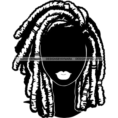 Afro Black Woman Silhouette Portrait Nubian Ebony Locks Hairstyle  B/W SVG JPG PNG Vector Clipart Cricut Silhouette Cut Cutting