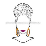 White Curly  Silhouette Afro Woman Purple Lips Gold Round Earrings   JPG PNG  Clipart Cricut Silhouette Cut Cutting