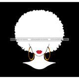 White Silhouette Afro Woman Red Lips Gold Round Earrings   JPG PNG  Clipart Cricut Silhouette Cut Cutting