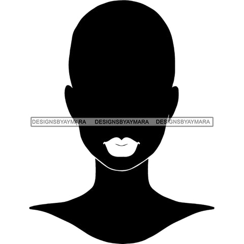 Afro Black Woman Silhouette Portrait Nubian Ebony Short Hairstyle B/W SVG JPG PNG Vector Clipart Cricut Silhouette Cut Cutting