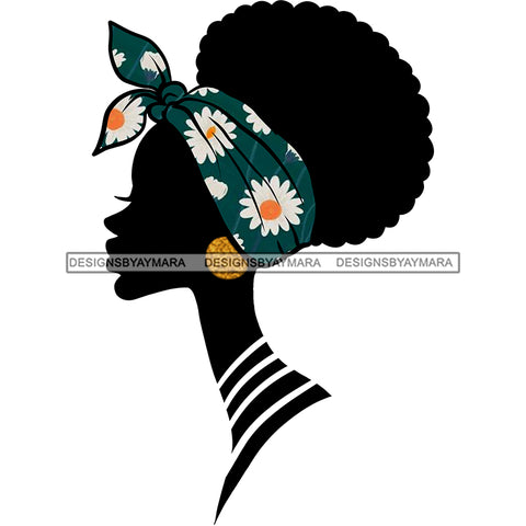 Sideview Black Silhouette Daisy Headwrap Afro Hair JPG PNG  Clipart Cricut Silhouette Cut Cutting
