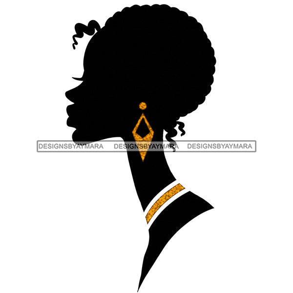 Sideview Black Silhouette  Short Afro  JPG PNG  Clipart Cricut Silhouette Cut Cutting