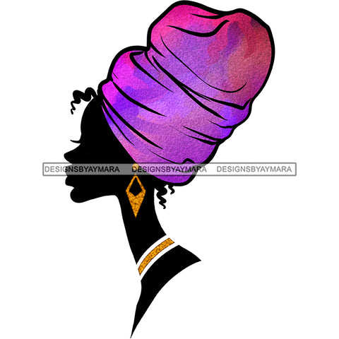 Sideview Black Silhouette Full Purple Headwrap Afro  JPG PNG  Clipart Cricut Silhouette Cut Cutting