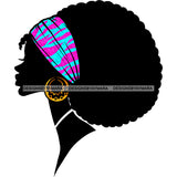 Sideview Black Silhouette Pink and Purple Headwrap Gold Earrings Big Afro  JPG PNG  Clipart Cricut Silhouette Cut Cutting