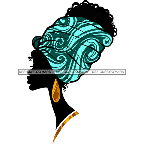 Sideview Black Silhouette Full Green Print Headwrap Gold Earrings JPG PNG  Clipart Cricut Silhouette Cut Cutting
