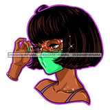 Black Woman With Wearing Green Mask Mask Up JPG PNG  Clipart Cricut Silhouette Cut Cutting